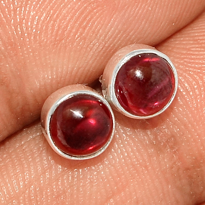 Garnet Cabochon Studs - GRCS264