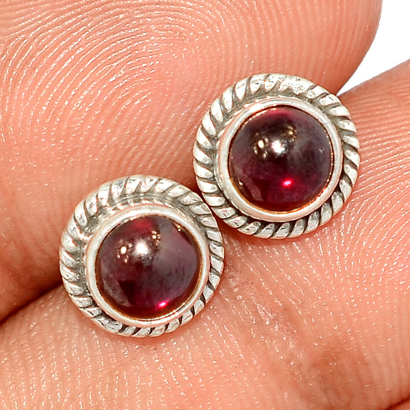 Small Filigree - Garnet Cabochon Studs - GRCS270