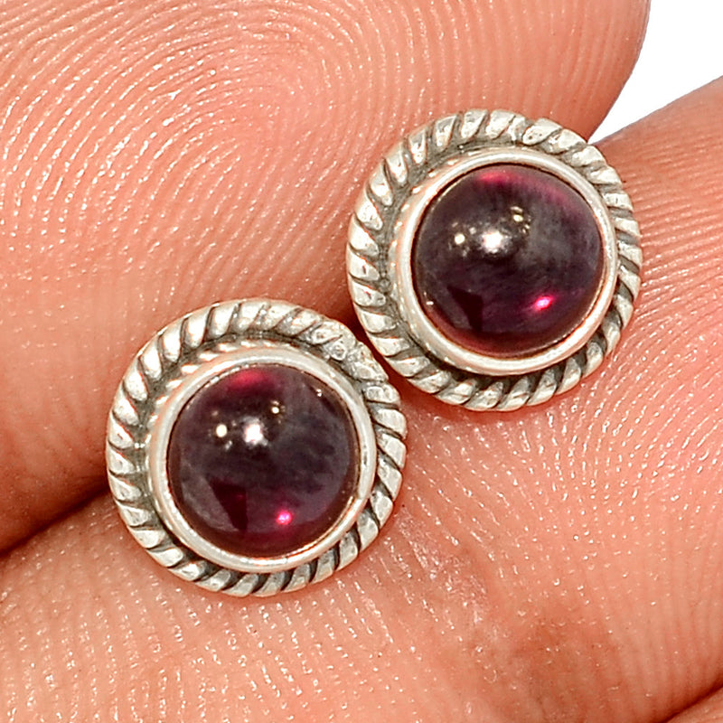 Small Filigree - Garnet Cabochon Studs - GRCS273