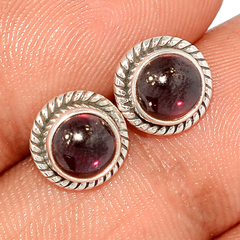 Small Filigree - Garnet Cabochon Studs - GRCS275