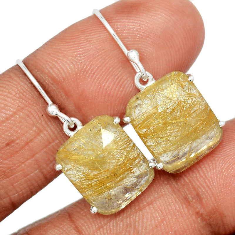 1.2" Claw - Golden Rutile Faceted Earrings - GRFE101