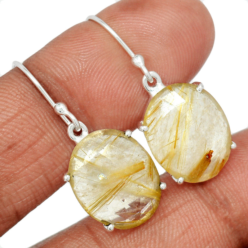 1.2" Claw - Golden Rutile Faceted Earrings - GRFE103