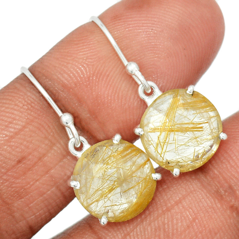 1.1" Claw - Golden Rutile Faceted Earrings - GRFE104