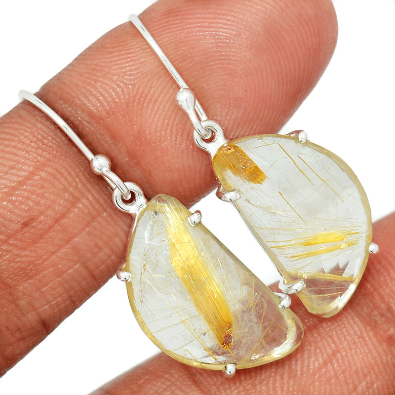 1.5" Claw - Golden Rutile Faceted Earrings - GRFE105