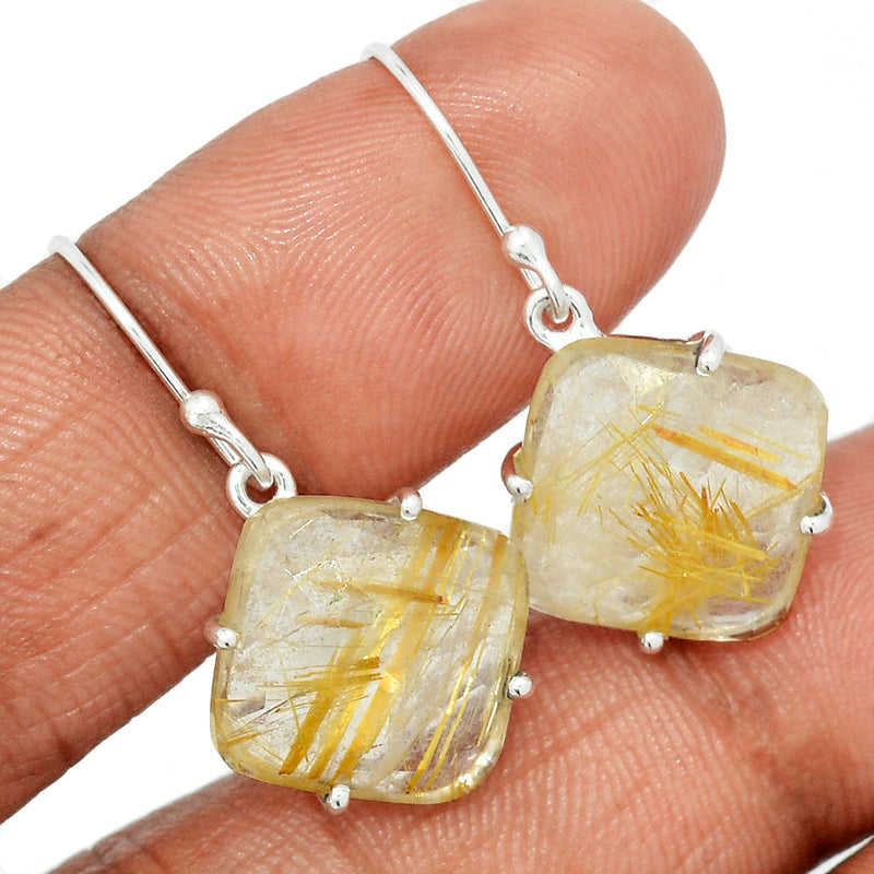 1.2" Claw - Golden Rutile Faceted Earrings - GRFE110