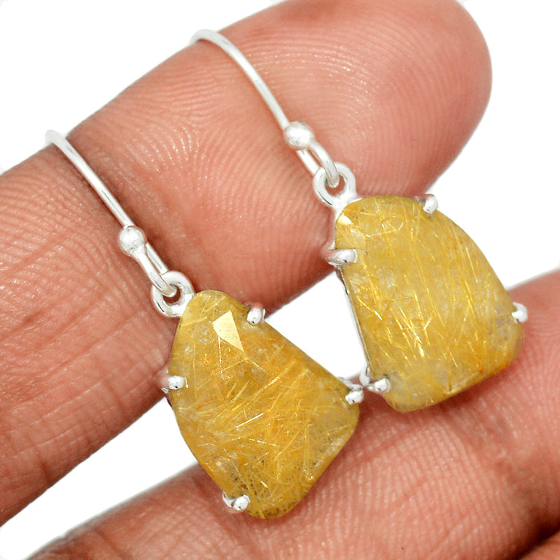 1.2" Claw - Golden Rutile Faceted Earrings - GRFE113