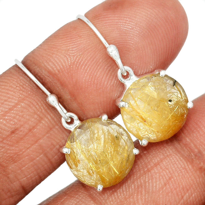 1.1" Claw - Golden Rutile Faceted Earrings - GRFE115
