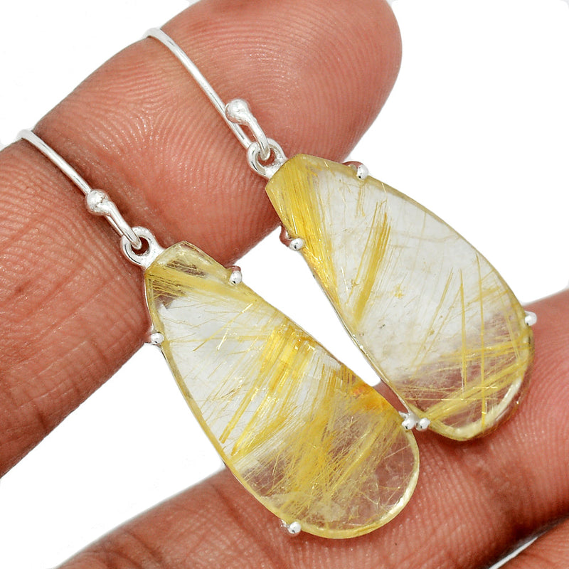 1.7" Claw - Golden Rutile Faceted Earrings - GRFE117