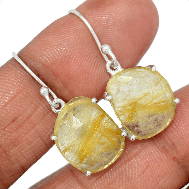 1.1" Claw - Golden Rutile Faceted Earrings - GRFE118