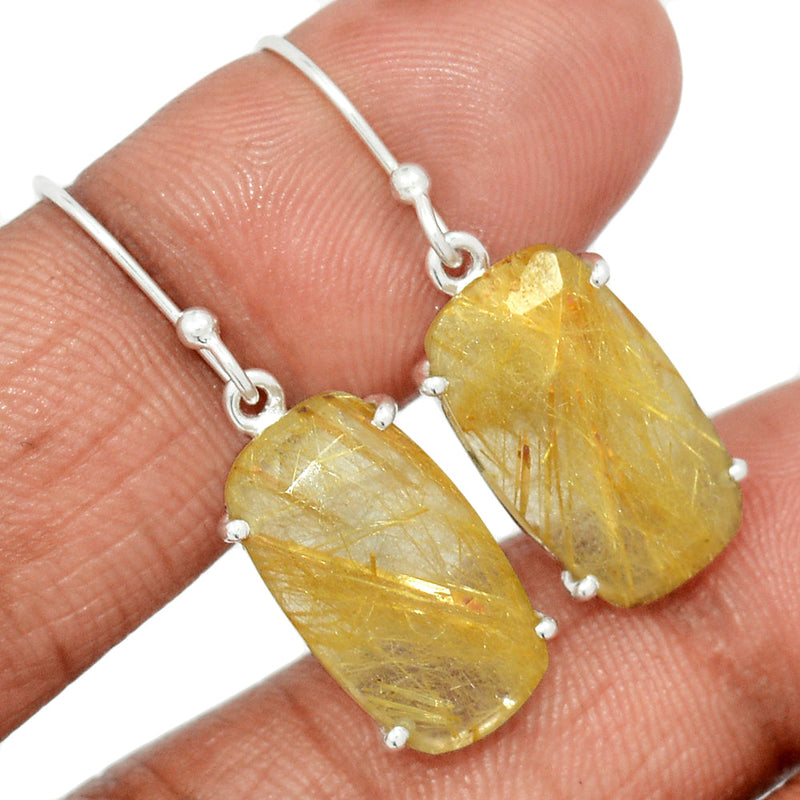 1.3" Claw - Golden Rutile Faceted Earrings - GRFE119