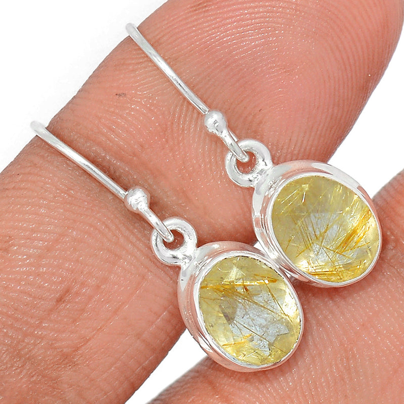 1.1" Golden Rutile Faceted Earrings - GRFE39