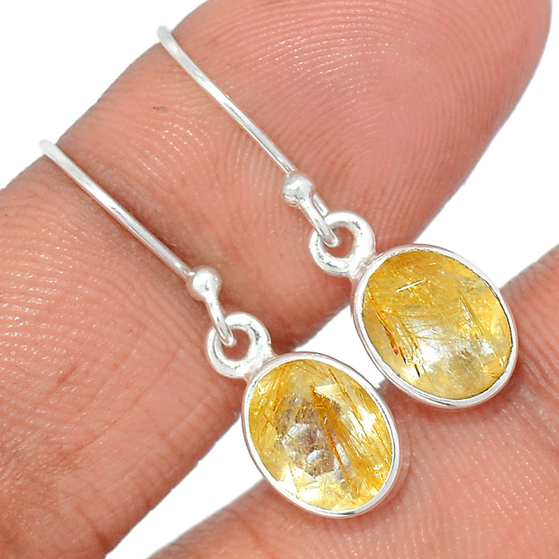 1.1" Golden Rutile Faceted Earrings - GRFE44