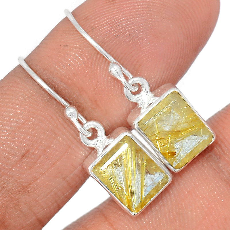 1.1" Golden Rutile Faceted Earrings - GRFE61