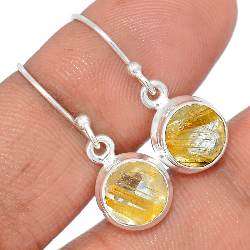 1" Golden Rutile Faceted Earrings - GRFE63