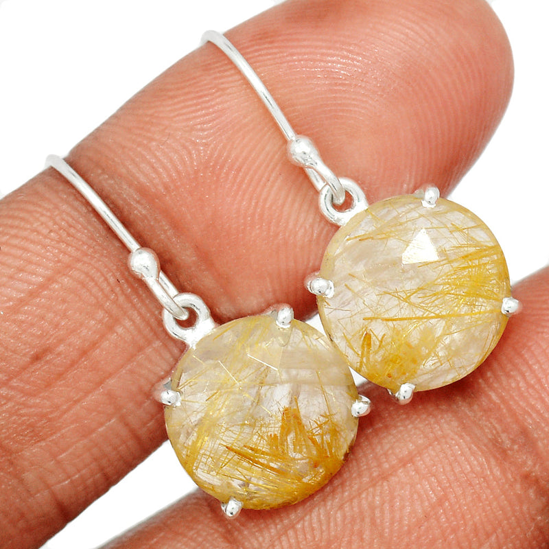 1.1" Claw - Golden Rutile Faceted Earrings - GRFE84