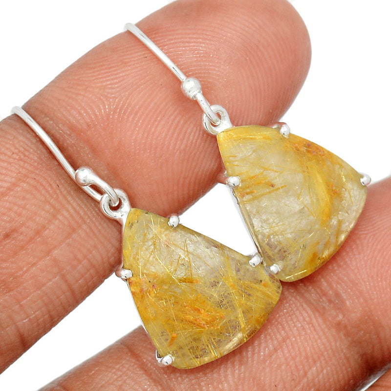 1.2" Claw - Golden Rutile Faceted Earrings - GRFE86