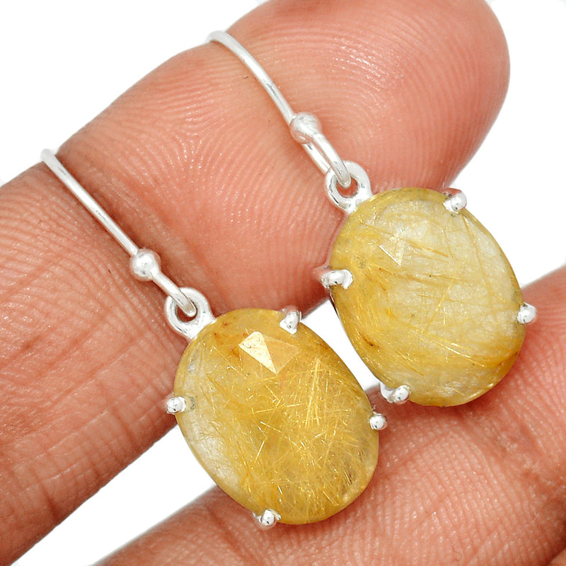 1.2" Claw - Golden Rutile Faceted Earrings - GRFE87
