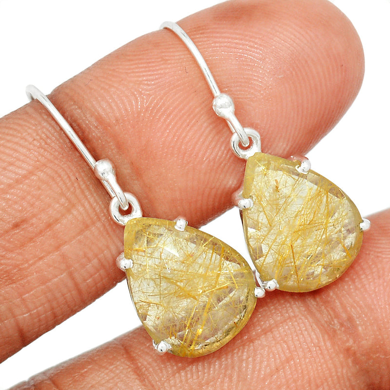 1.2" Claw - Golden Rutile Faceted Earrings - GRFE90