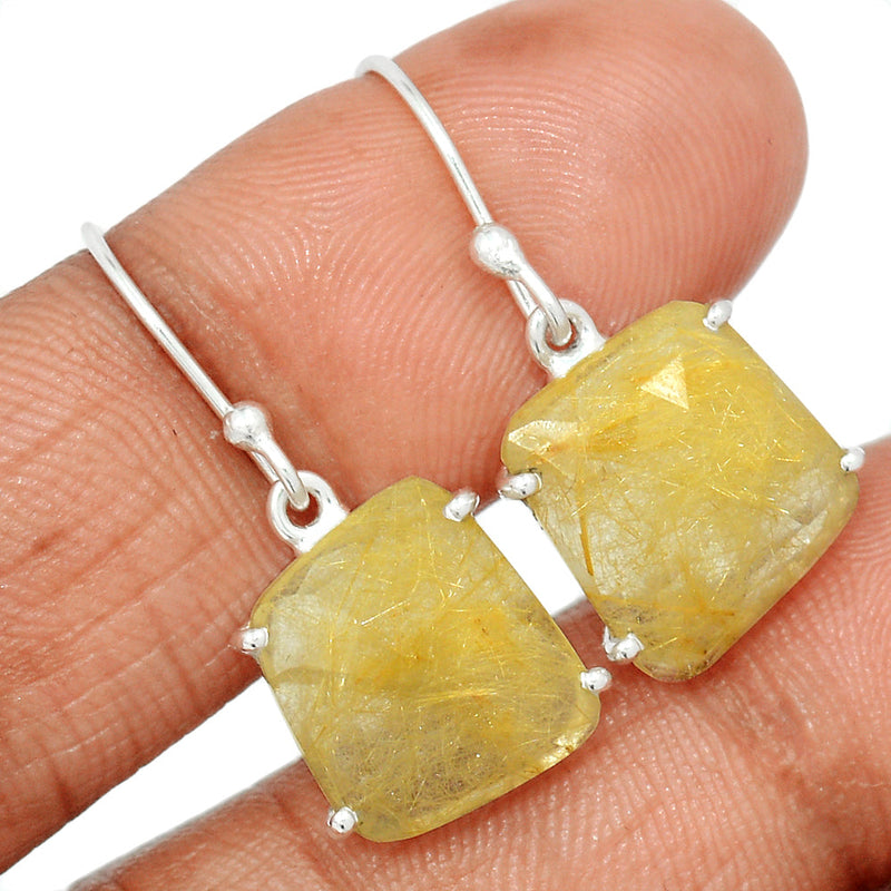 1.1" Claw - Golden Rutile Faceted Earrings - GRFE91