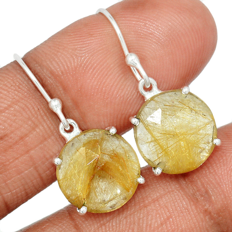 1.1" Claw - Golden Rutile Faceted Earrings - GRFE93