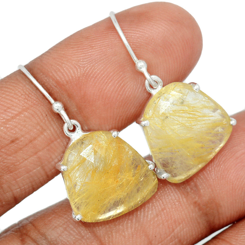 1.2" Claw - Golden Rutile Faceted Earrings - GRFE96