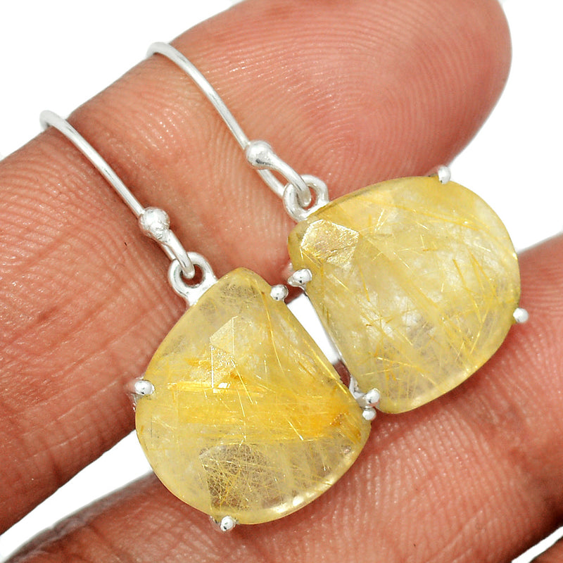 1.2" Claw - Golden Rutile Faceted Earrings - GRFE99
