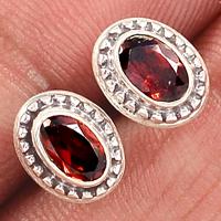 Faceted Garnet Studs-GRFS312