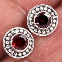 Faceted Garnet Studs-GRFS369