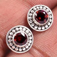 Faceted Garnet Studs-GRFS381