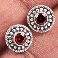 Faceted Garnet Studs-GRFS383