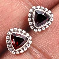 Faceted Garnet Studs-GRFS384