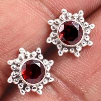 Faceted Garnet Studs-GRFS385