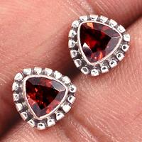 Faceted Garnet Studs-GRFS390