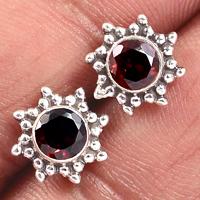 Faceted Garnet Studs-GRFS392