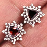 Faceted Garnet Studs-GRFS394