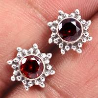 Faceted Garnet Studs-GRFS405