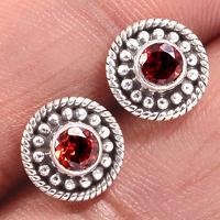 Faceted Garnet Studs-GRFS412