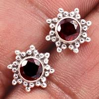 Faceted Garnet Studs-GRFS418