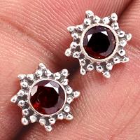 Faceted Garnet Studs-GRFS423