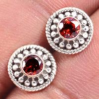 Faceted Garnet Studs-GRFS427