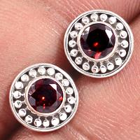Faceted Garnet Studs-GRFS443