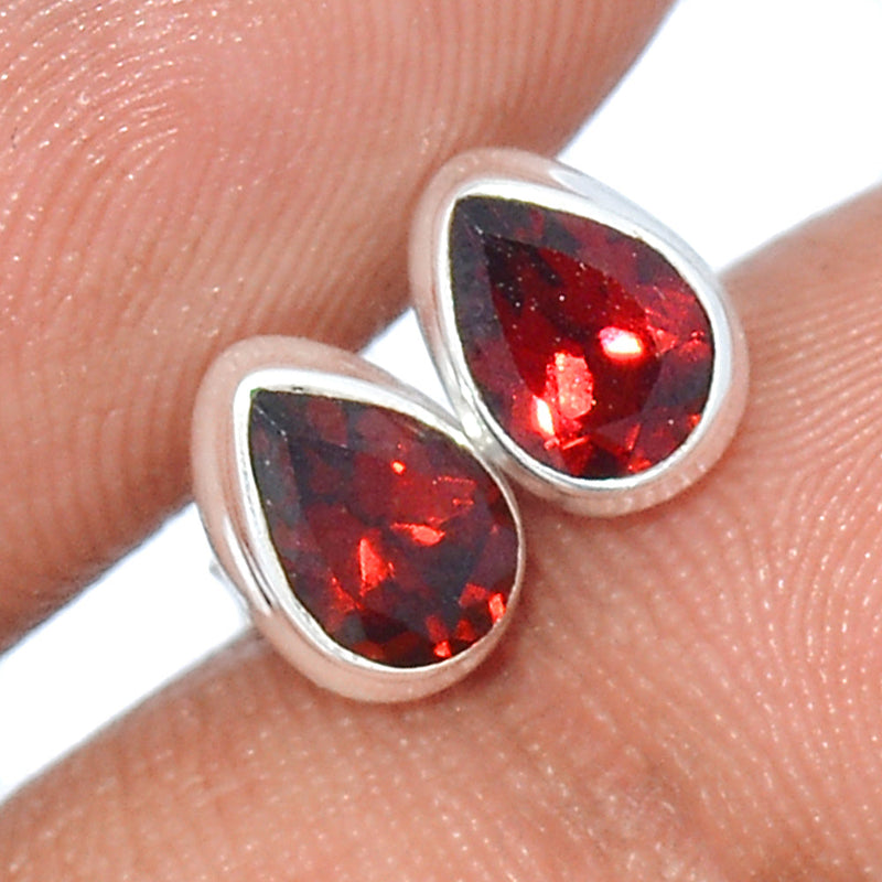 Garnet Faceted Studs - GRFS654