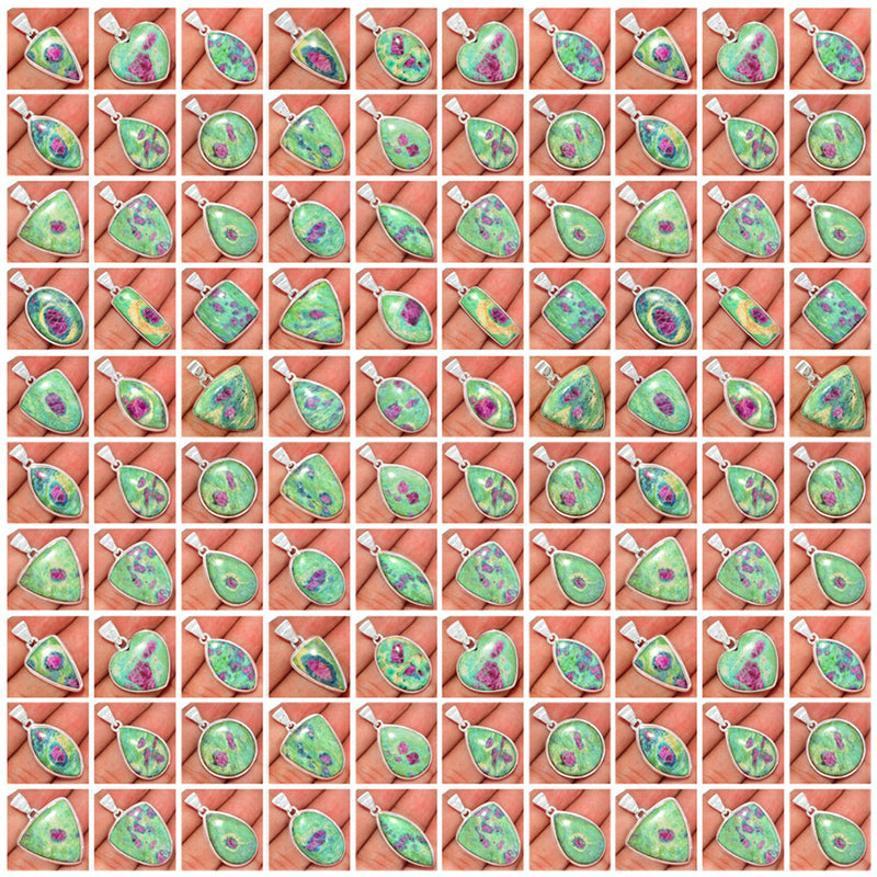 1 Kilograms Mix Lot - Ruby In Fuchsite Pendants - GRIFP3