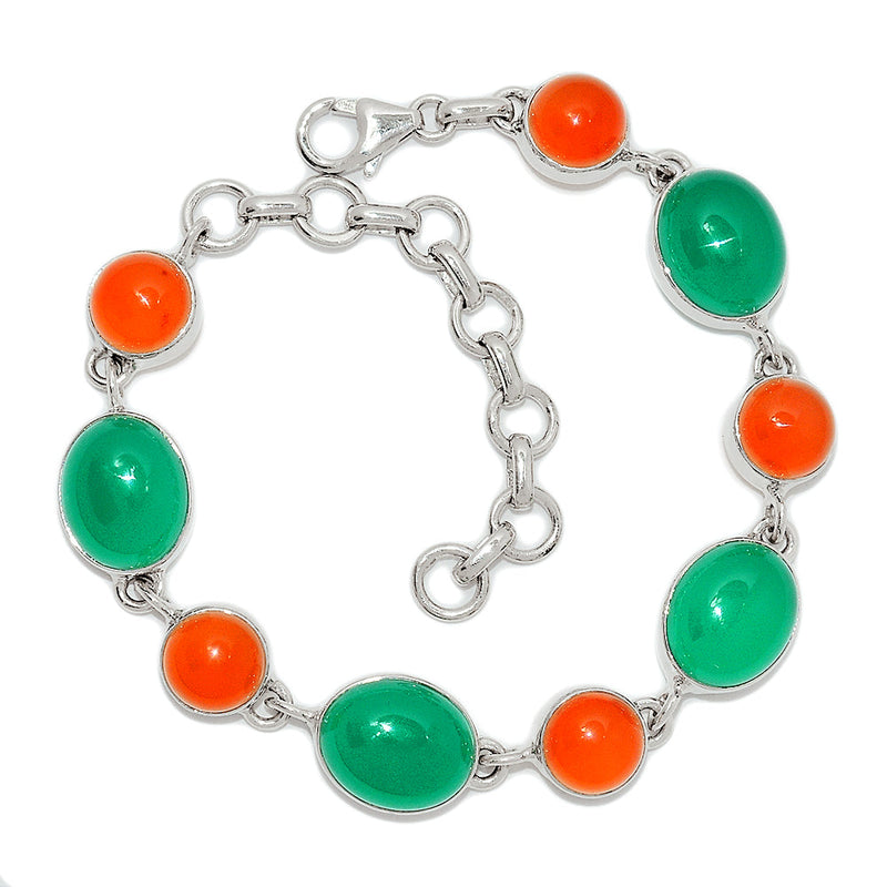 8.3" Green Onyx & Red Onxy Bracelets - GROB66