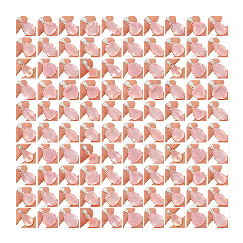 1 Kilograms Mix Lot - Rose Quartz Faceted Pendants - GRQFP3