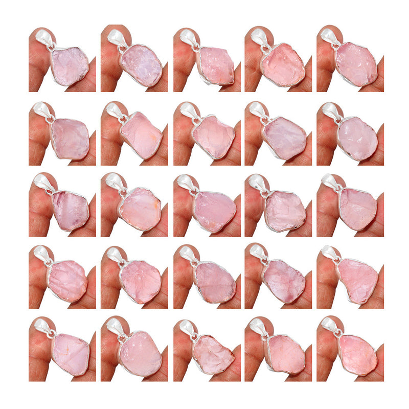 250 Grams Mix Lot - Rose Quartz Rough Pendants - GRQRP1