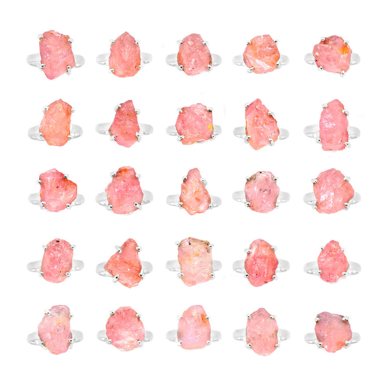 250 Grams Mix Lot - Claw Setting - Rose Quartz Rough Ring - GRQRR4