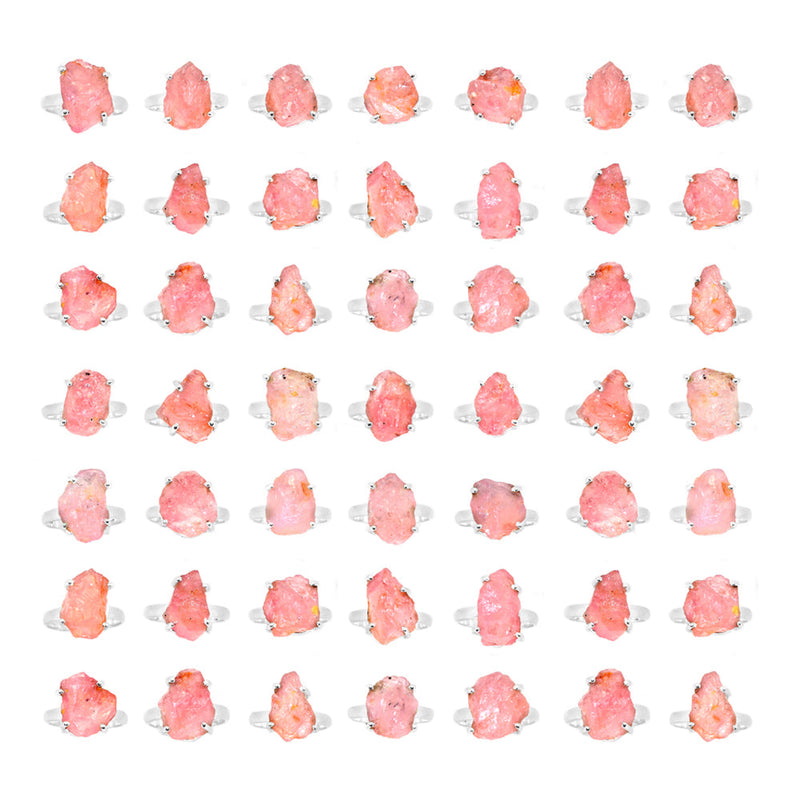 500 Grams Mix Lot - Claw Setting - Rose Quartz Rough Ring - GRQRR5