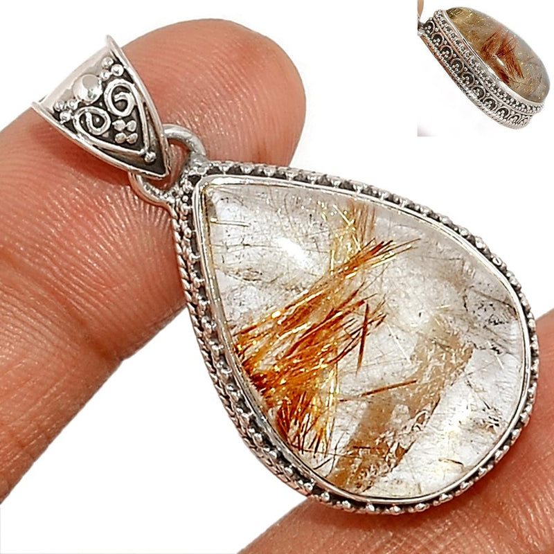 1.5" Fine Filigree - Golden Rutile Pendants - GRUP1830