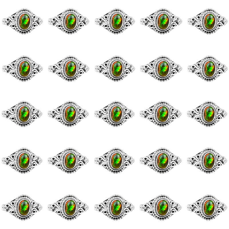 25 Pieces Mix Lot - Small Filigree - Chalama Black Opal Ring - GSFR43